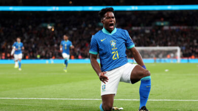 Endrick comemorando gol pela Seleção