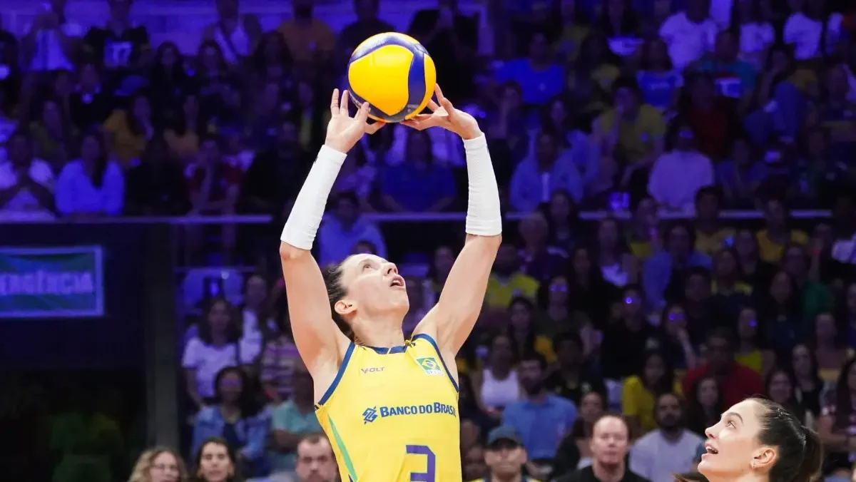 Macris durante a partida contra os EUA pela VNL