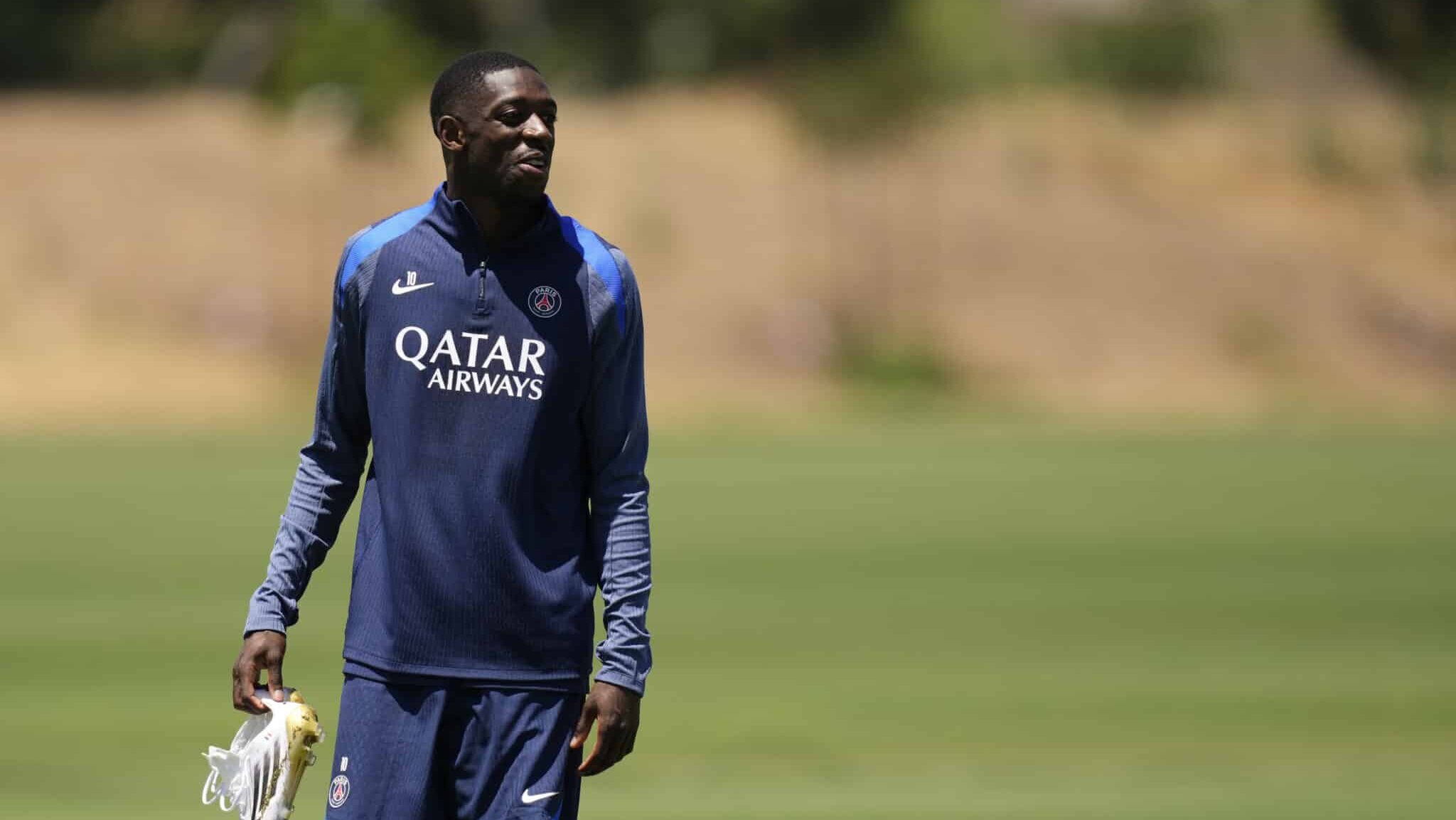 Ousmane Dembélé em treino do PSG