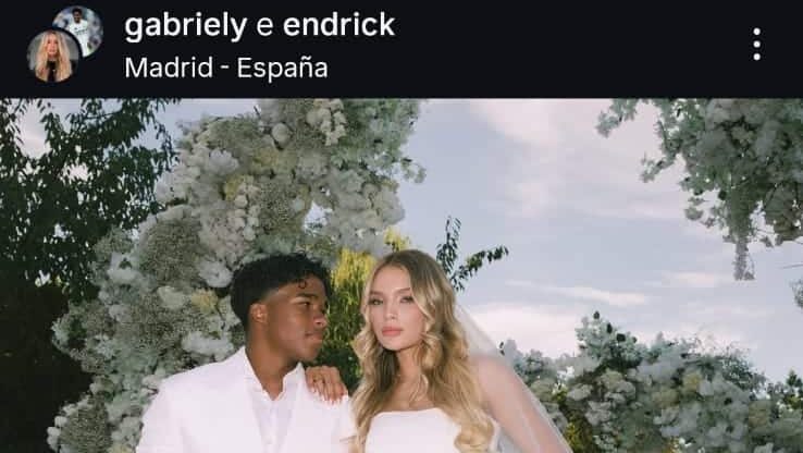 Endrick e Gabriely Miranda se casaram em cerimônia na Espanha / Reprodução Instagram gabriely e endrick