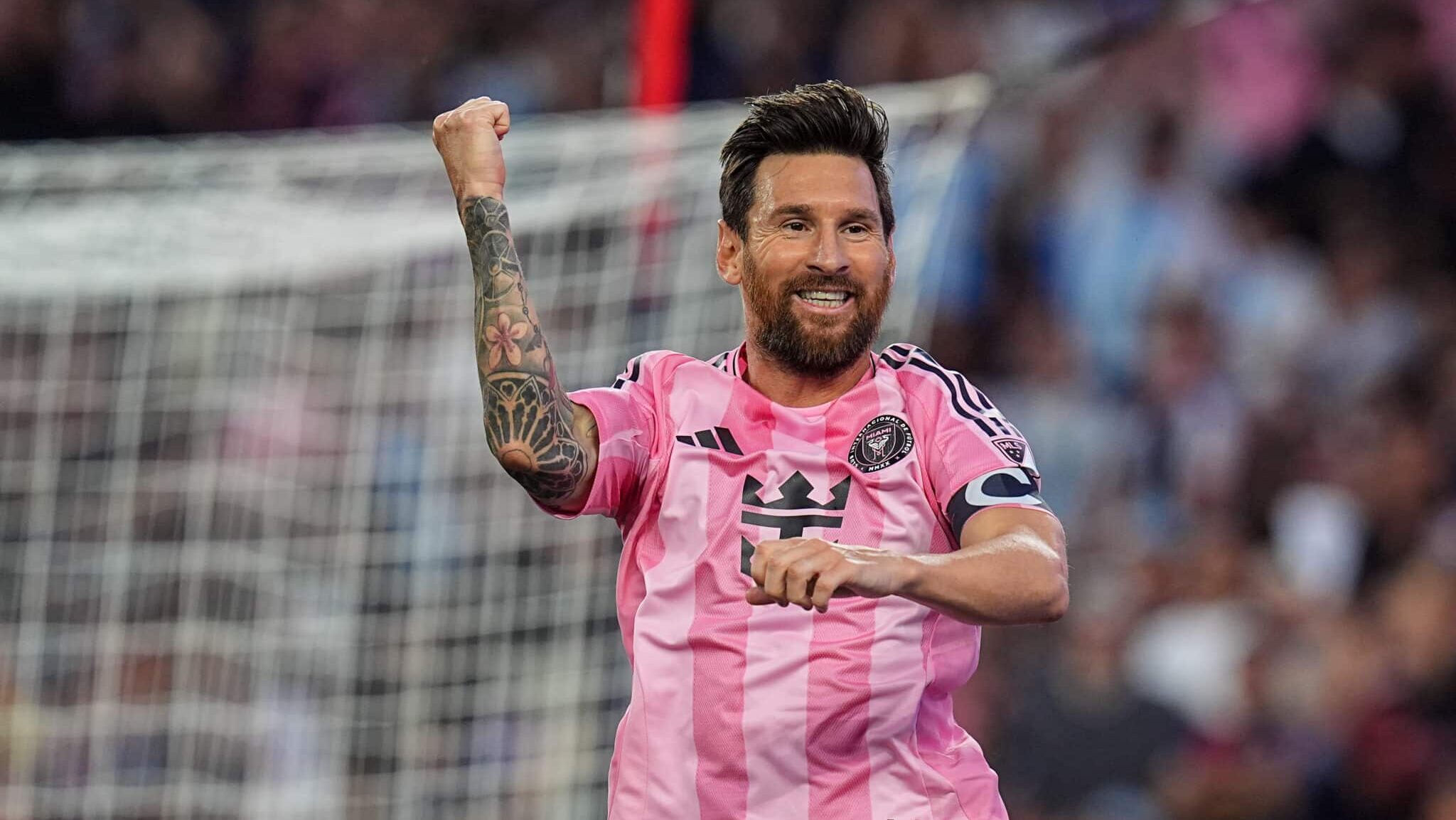 Lionel Messi comemorando gol pelo Inter Miami na MLS