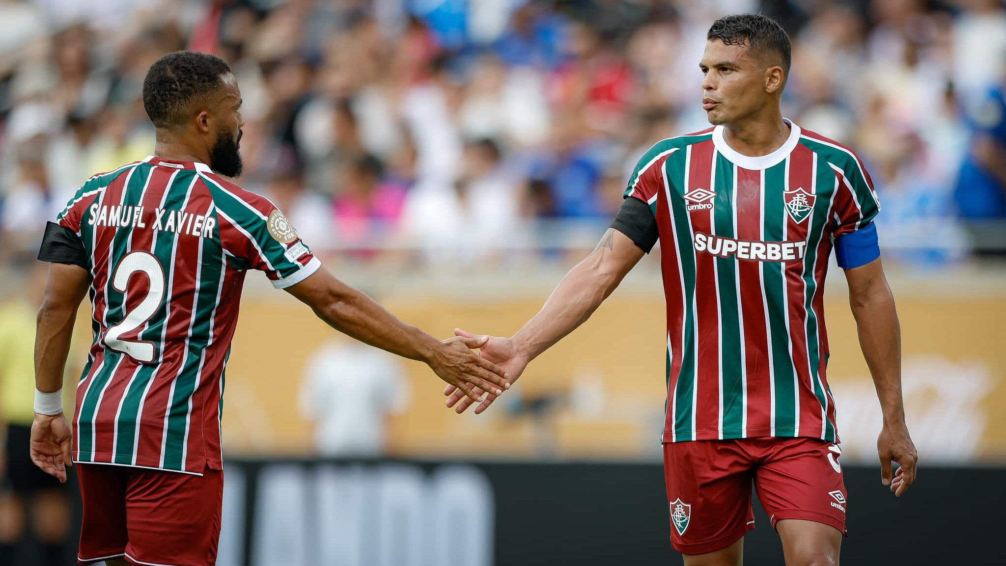 Samuel Xavier e Thiago Silva em ação pelo Fluminense nas quartas da Copa do Mundo de Clubes - Marcelo Gonçalves / Fluminense FC