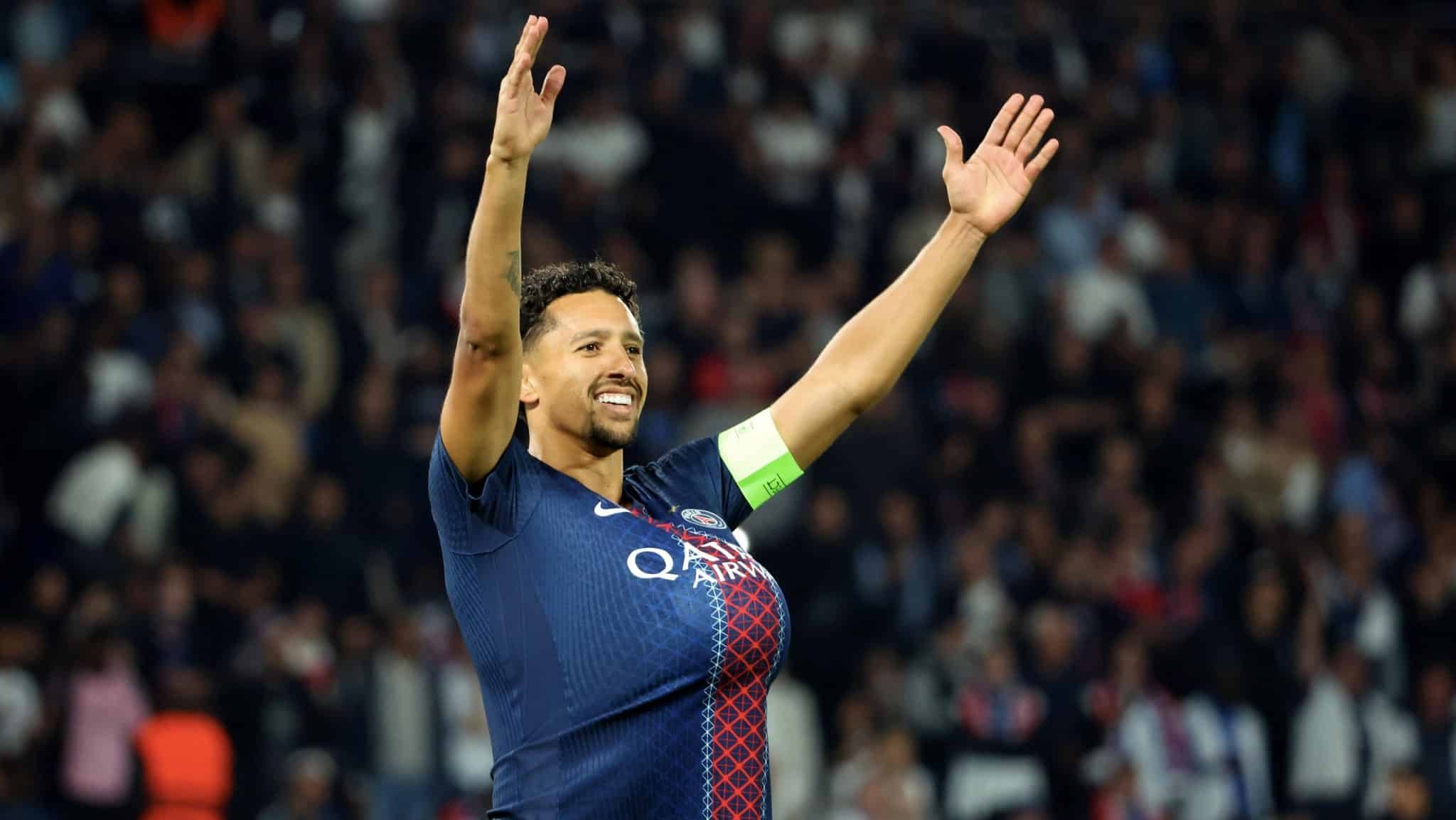Marquinhos comemora gol pelo PSG