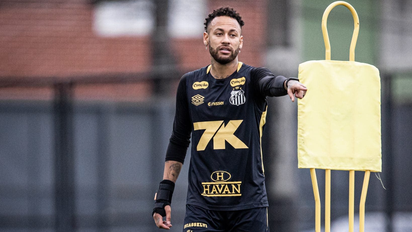 Neymar de volta aos treinos do Santos.