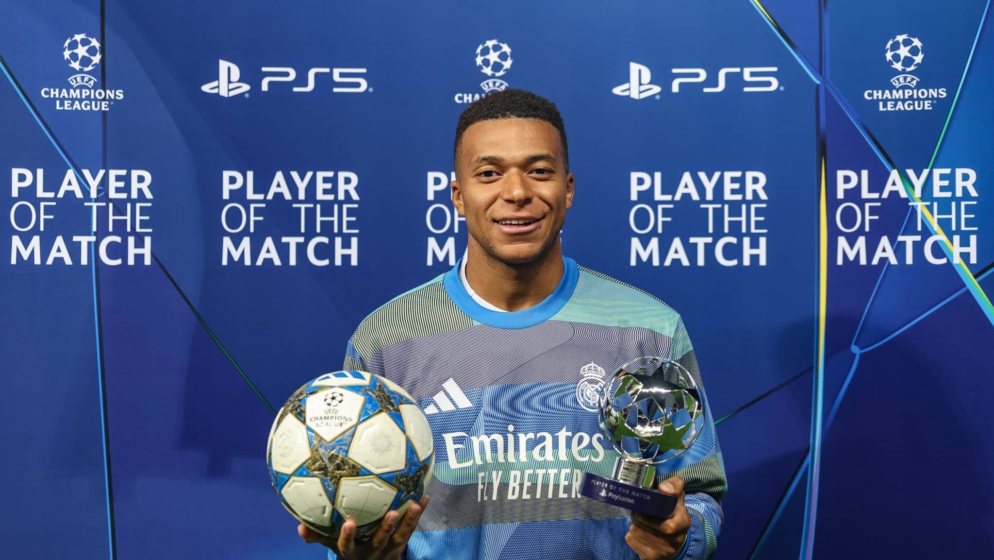 Kylian Mbappé pelo Real Madrid na Champions League