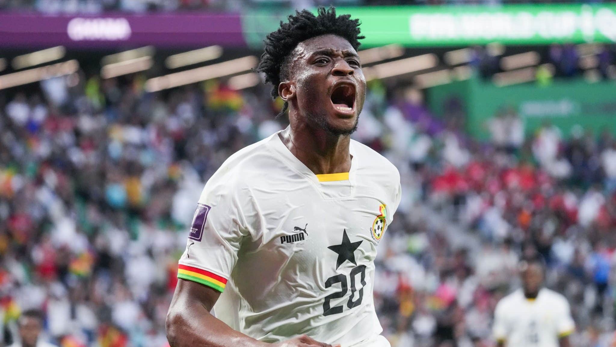 Mohamed Kudus comemorando gol por Gana