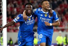Vinicius Júnior e Mbappé celebram gol pelo Real Madrid