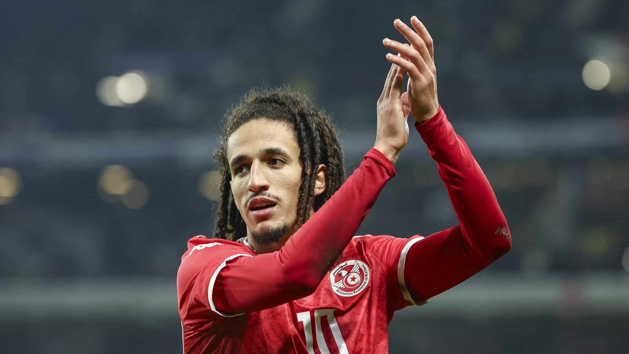 Hannibal Mejbri em ação pela Tunísia - SAMEER AL-DOUMY/AFP via Getty Images