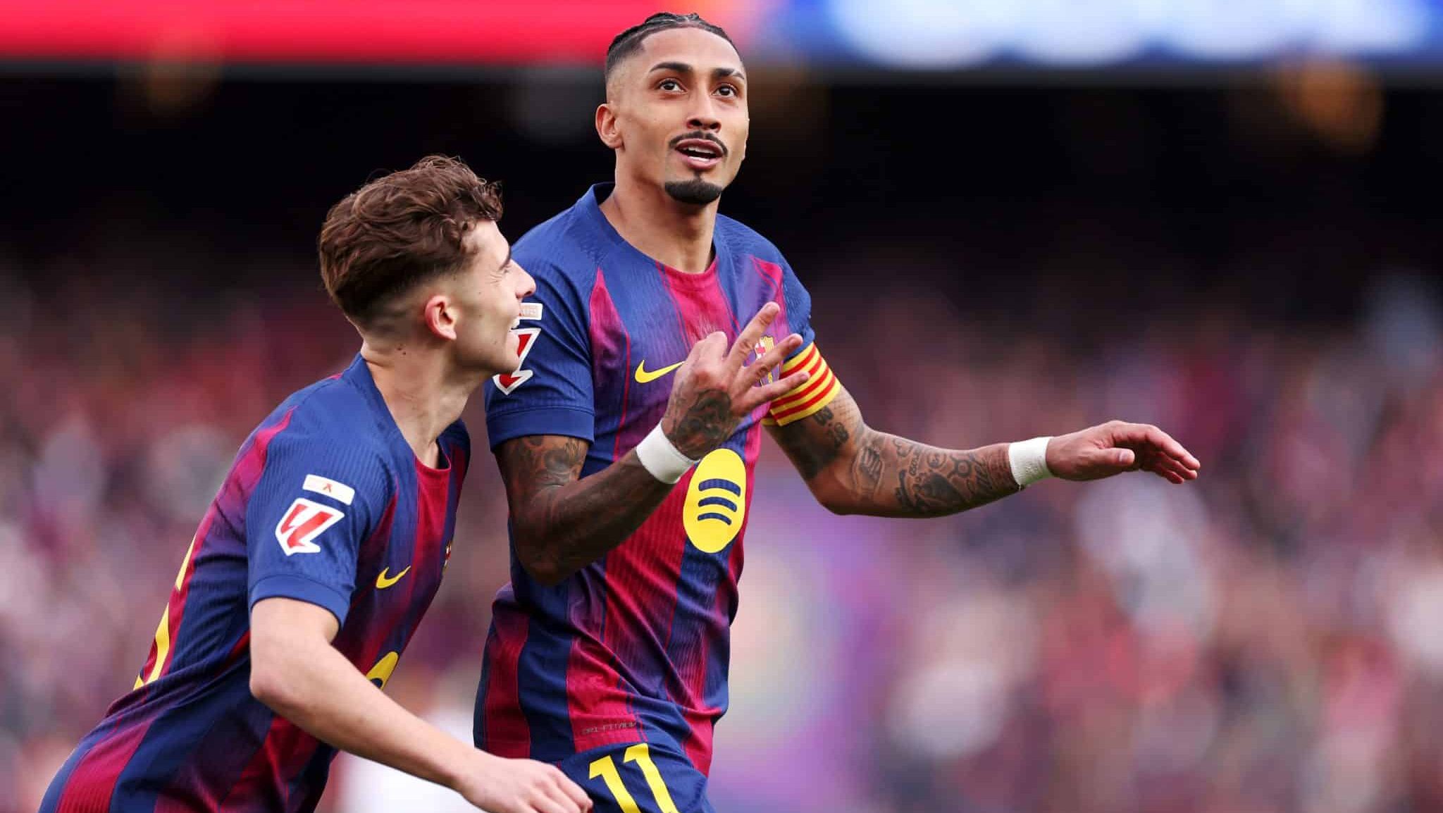 Raphinha em ação pelo Barcelona