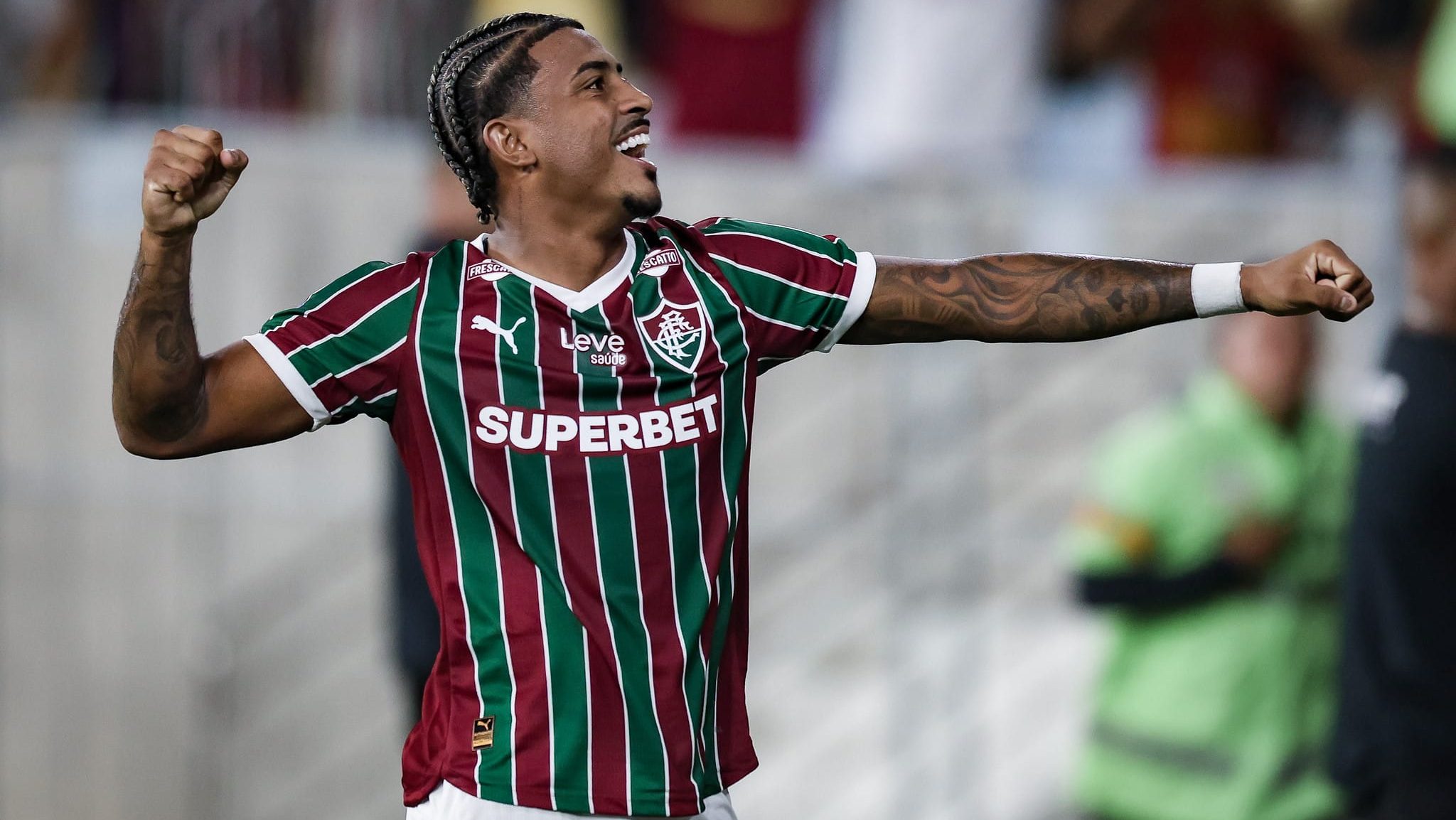 John Kennedy comemorando gol pelo Fluminense